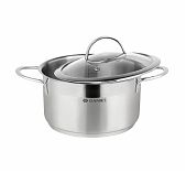 Кастрюля нержавеющая сталь Daniks Бонн GS-01319-18CA, 2.5 л, стеклянная крышка, индукция