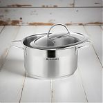 Кастрюля нержавеющая сталь Daniks Бонн GS-01319-18CA, 2.5 л, стеклянная крышка, индукция