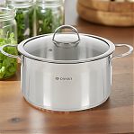 Кастрюля нержавеющая сталь Daniks, Бонн, GS-01319-24CA, 5.8 л, 364387 крышка стекло, индукция