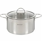 Кастрюля нержавеющая сталь Daniks, Бонн, GS-01319-24CA, 5.8 л, 364387 крышка стекло, индукция