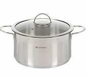 Кастрюля нержавеющая сталь Daniks, Бонн, GS-01319-24CA, 5.8 л, 364387 крышка стекло, индукция