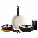 Набор посуды Daniks GS-11078-9PC-black, алюминий, антипригарное покрытие, 9 предметов, индукция