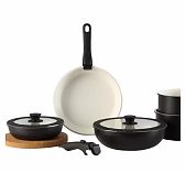 Набор посуды Daniks GS-11078-9PC-black, алюминий, антипригарное покрытие, 9 предметов, индукция