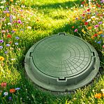 Люк смотровой канализационный Садовый, полимерный, 1.5 тонны, корпус 760 мм, крышка 540 мм