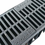 Лоток водоотводный Gidrolica Light ЛВ-10.11,5.5,5, пластик, в сборе с решеткой РВ-10.11.50, класс нагрузки B125