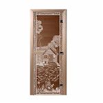 Дверь Doorwood Банька в лесу 1900х700 мм стекло 8 мм 3 петли лиственная