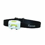 Фонарь светодиодный налобный Feron TH2300 на батарейках 3хAAA, 3 Вт, 1COB, пластик, белый