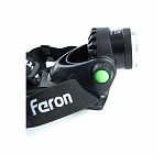 Фонарь светодиодный налобный Feron TH2305 Zoom аккумуляторный, 5 Вт, 2х18650, пластик, алюминий, черный