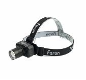 Фонарь налобный Feron TH2314 USB type-C 51621 Алюминий, c аккумулятором, 3 режима, черный