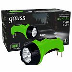 Фонарь светодиодный ручной Gauss GF105, 3.5 Вт, 60 Лм, 700 mAh, дальность 70 м, универсальный