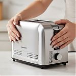 Тостер Brayer 2110BR, 7 режимов работы, съемный поддон, сталь, 850 Вт