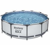 Бассейн каркасный Bestway Round Steel Pro Max, с фильтр-насосом и лестницей, серый, 100х366 см