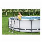Бассейн каркасный Bestway Round Steel Pro Max, с фильтр-насосом и лестницей, серый, 100х366 см