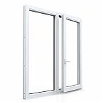 Оконный блок ПВХ 1.2х1.3 м, 70 мм стеклопакет, правый двухстворчатый, белый