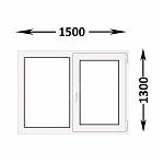 Оконный блок ПВХ 1300х1500 мм, глубина 70 мм, стеклопакет, белый