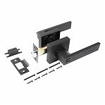 Ручка-защелка Аллюр 8101 BK BL, ключ/фиксатор, матовый черный