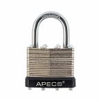 Замок навесной Apecs PDS-65-40, 19634, автоматическое запирание, дужки из закаленной стали, стальной корпус