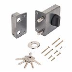 Замок накладной Аллюр ЗН1-2-3, 5 ключей, 2 ригеля, цилиндровый механизм, серебристый