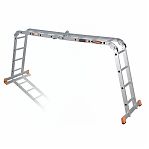 Лестница трансформер Эйфель Классик, алюминиевая, 2х3+2х4 ступени, 4 секции, нагрузка до 150 кг 