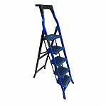Лестница-стремянка Mandegar Sama, 5 ступеней, 1 секция, стальная, синяя 