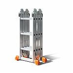 Лестница трансформер Эйфель Классик, алюминиевая, 4х3 ступени, 4 секции, нагрузка до 150 кг