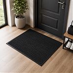 Коврик придверный ComeForte Floor Mat, влаговпитывающий, ребристый, черный, 50х80 см