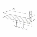 Полка для ванной Рыжий кот Lecco Plus, 125х210х330 мм, 4 крючка, хром