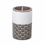 Стакан для зубных щеток Lefard 755-1034, керамика и пластик, белый с рисунком