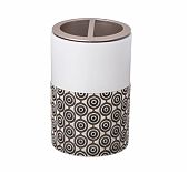 Стакан для зубных щеток Lefard 755-1034, керамика и пластик, белый с рисунком