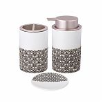 Стакан для зубных щеток Lefard 755-1034, керамика и пластик, белый с рисунком