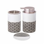 Мыльница для ванной Lefard 755-1034, керамика и пластик, белый с рисунком