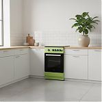 Плита газовая MIU UNO 52S, УТ-00002894, цвет зеленый, объем духовки 54 л, откидная дверца