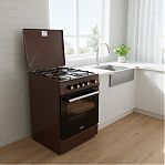 Плита газовая MIU UNO 52S, УТ-00002817, цвет коричневый, объем духовки 55 л, откидная дверца