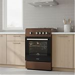 Плита газовая MIU UNO 52S, УТ-00002817, цвет коричневый, объем духовки 55 л, откидная дверца