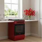 Плита газовая MIU UNO 52S, УТ-00002893, цвет красный, объем духовки 54 л, откидная дверца