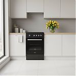 Плита газовая MIU UNO 52S, УТ-00002816, цвет черный, объем духовки 52.8 л, откидная дверца