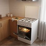 Плита комбинированная MIU UNO 51S, цвет белый, объем электродуховки 52.8 л, откидная дверца