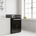 Плита комбинированная MIU UNO 51S, цвет черный, объем электродуховки 52.8 л, откидная дверца