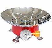 Плита газовая портативная Energy GS-100, 0.3 кВт, 1 конфорка, пьезоподжиг, регулируемая ветрозащита, цвет красный