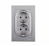 Розетка  2-местная Schneider Electric AtlasDesign ATN000324 с заземлением, встраиваемая, алюминий