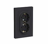  Розетка 2-местная Schneider Electric AtlasDesign ATN001024 с заземлением, встраиваемая, карбон