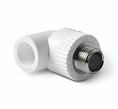 Угольник полипропиленовый ProAqua 32-1" НР, комбинированный, белый