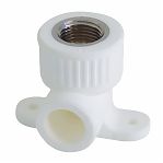 Угольник полипропиленовый 20-1/2" ВР, PA28008P, комбинированный с креплением, белый