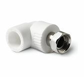 Колено полипропиленовое комбинированное с накидной гайкой 25х3/4" белое