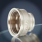 Муфта резьбовая 1"-1/2", ВР-ВР, соединительная, переходная, прямая, латунь никелированная