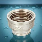 Муфта резьбовая 1"-1/2", ВР-ВР, соединительная, переходная, прямая, латунь никелированная