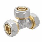 Тройник обжимной 20х20х20 мм, ц/ц/ц, латунь, для металлопластиковых труб