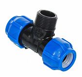 Тройник для труб ПНД, 25х1"НРх25 переходной, компрессионный, с наружной резьбой