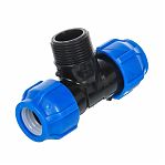 Тройник для труб ПНД, 25х1"НРх25 переходной, компрессионный, с наружной резьбой