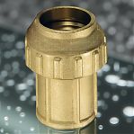 Муфта обжимная TDM 40-1 1/4", ВР, для труб ПНД, прямая, латунь